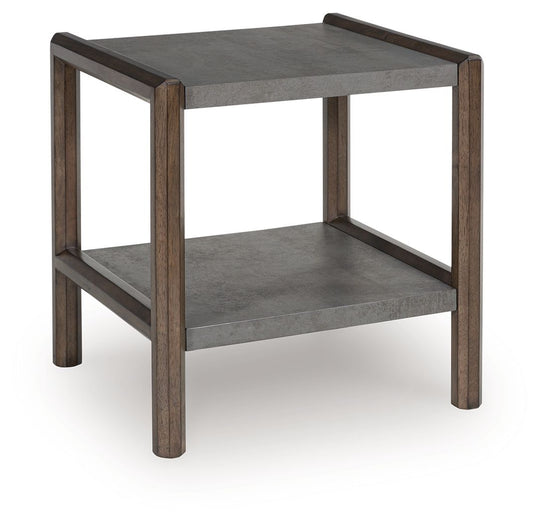 Kallenny - Rectangular End Table - Brown / Gray