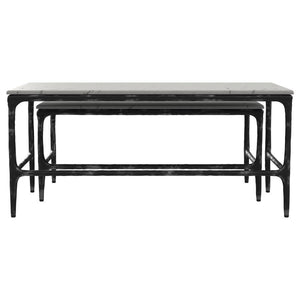 Ebby - 2-Piece Genuine Marble Top Nesting Coffee Tables - White