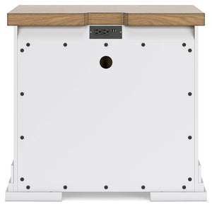 Ashbryn - White / Natural - Three Drawer Night Stand