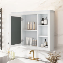 Wall Mounted Medicine Cabinet With Mirror, Storage Cabinet Featuring 6 Open Shelves And Adjustable Interior