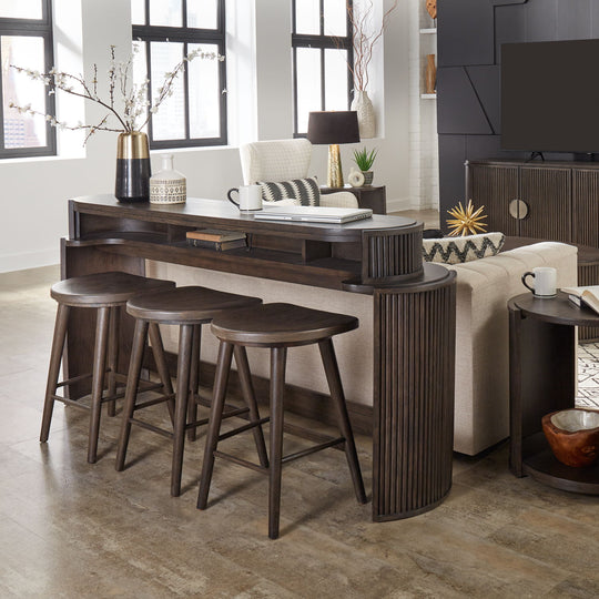 City View - 4 Piece Table Set (Console Bar Table & 3 Console Stools) - Coffee Bean