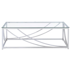 Lille - 2 Piece Glass Top Coffee And End Table Set - Chrome