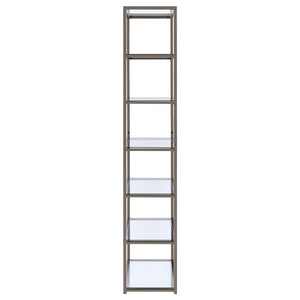 Kate - 5-Shelf Glass Bookshelf - Black Nickel