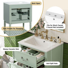 Wave Design Bathroom Vanity With Sink, 2 Drawers And Open Shelf