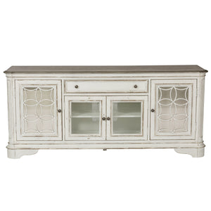 Magnolia Manor - Entertainment TV Stand - White - Glass Doors