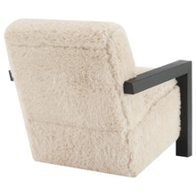 Paquet - Faux Fur Upholstered Chair Solid Wood Arms - Latte