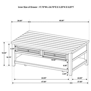 Concord - 2-Drawer Rectangular Coffee Table - Distressed Java