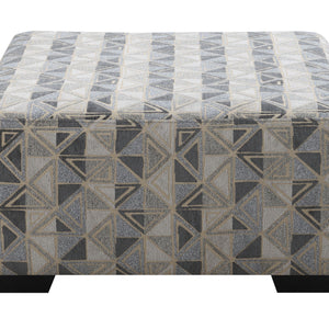 Berlin - Small Ottoman - Gray Herringbone & Sanded Microfiber