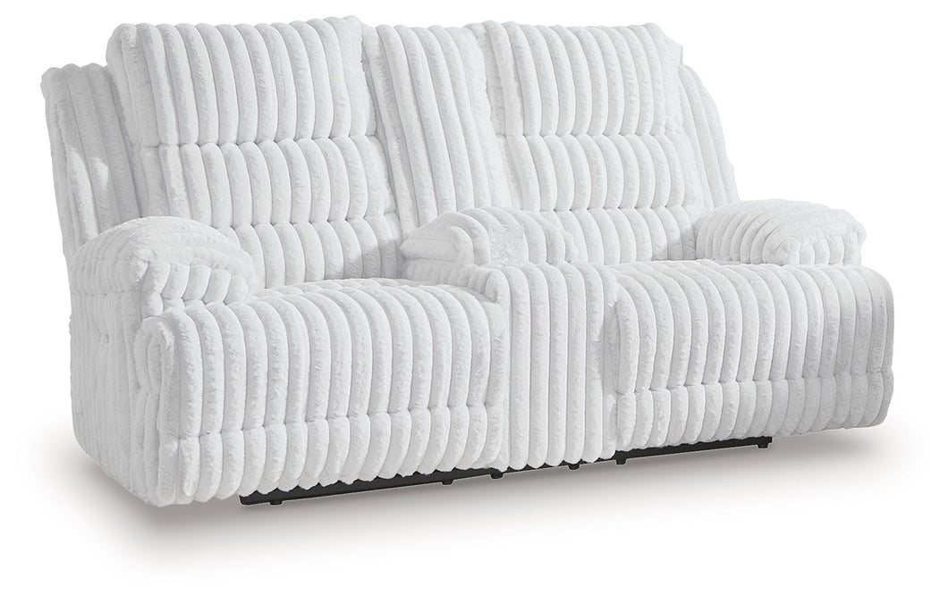 Rhines Falls - Alloy - Double Reclining Power Loveseat With Console