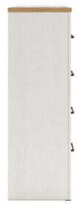 Linnocreek - White / Warm Brown - Four Drawer Chest