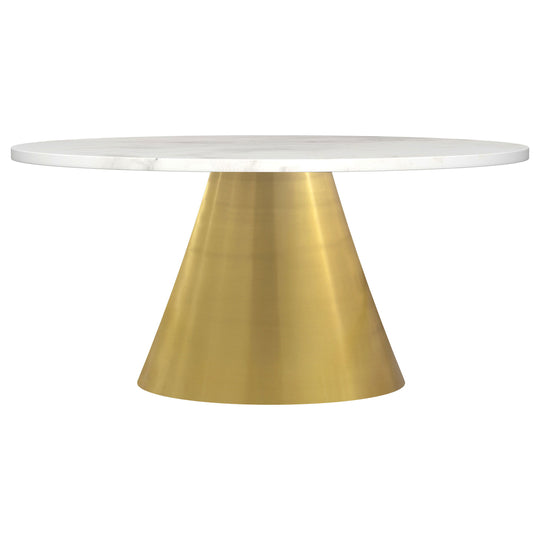 Avon - Round Marble Top Stainless Steel Coffee Table - White