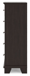 Covetown - Dark Brown - Five Drawer Chest