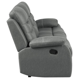 Nova - Upholstered Padded Arm Reclining Sofa - Dark Gray