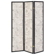 Felice - 3 - Panel Room Divider Folding Screen - French Script
