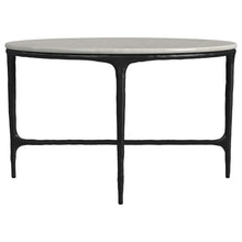 Hermas - Round Genuine Marble Top Metal Coffee Table - White