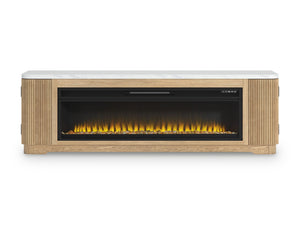 Camdill - 80" TV Stand With Electric Fireplace - Light Brown