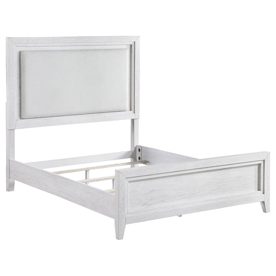 Marielle - California King Headboard Panel Bed - Distressed White