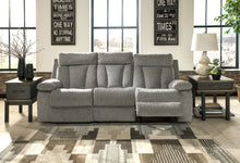 Mitchiner - Fog - REC Sofa w/Drop Down Table