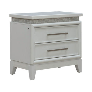 Reflections - Nightstand With Lights and Charging Station - White