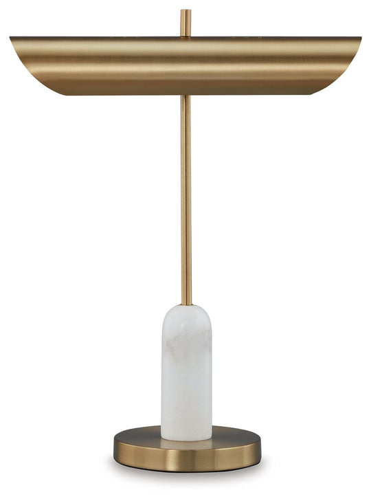 Rowleigh - Marble Desk Lamp - Gold Finish / White