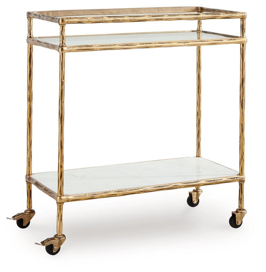 Plattfield - Bar Cart - Antique Gold Finish