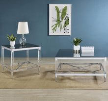 Lindley - Square Tempered Mirror Acrylic Side End Table - Chrome