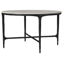 Hermas - Round Genuine Marble Top Metal Coffee Table - White