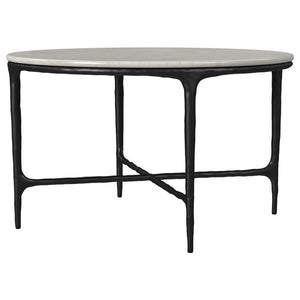 Hermas - Round Genuine Marble Top Metal Coffee Table - White