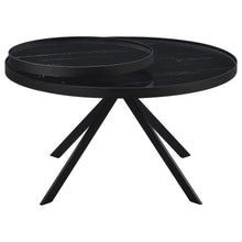 Briggs - Round Marble Printed Glass Top Coffee Table