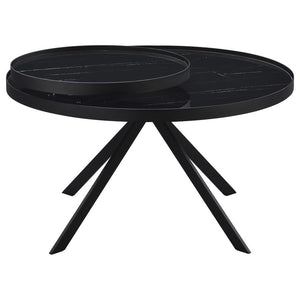 Briggs - Round Marble Printed Glass Top Coffee Table