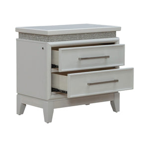 Reflections - Nightstand With Lights and Charging Station - White