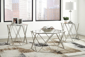 Madanere - Chrome Finish - Occasional Table Set (Set of 3)