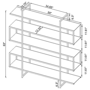Elmer - 5-Shelf Bookshelf - Clear And Chrome