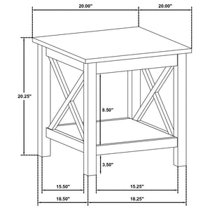 Skyview - Square Pine Wood Side End Table With Shelf - White