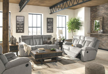 Mitchiner - Fog - DBL Rec Loveseat w/Console