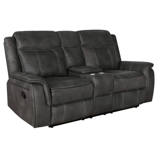 Lawrence - Upholstered Padded Arm Reclining Loveseat - Charcoal