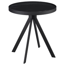 Briggs - Round Marble Printed Glass Top End Side Table