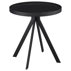 Briggs - Round Marble Printed Glass Top End Side Table
