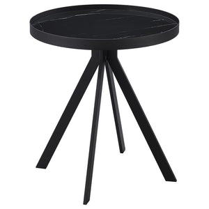 Briggs - Round Marble Printed Glass Top End Side Table