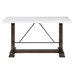 Aldrich - 5 Piece Counter Height Dining Set Genuine - White Marble And Dark Brown