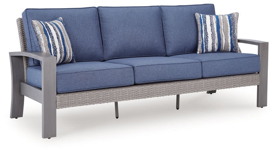 Half Moon Beach - Sofa With Cushion - Blue / Gray