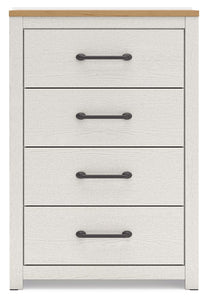 Linnocreek - White / Warm Brown - Four Drawer Chest