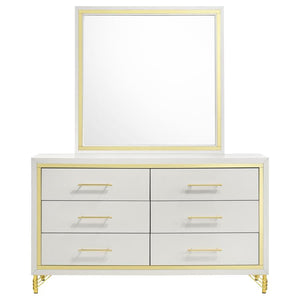 Lucia - 6-drawer Bedroom Dresser With Mirror - White