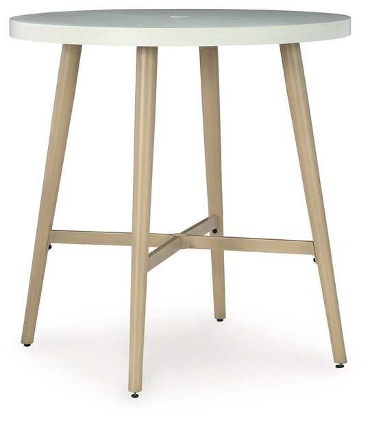 Seton Creek - Round Bar Table With Umbrella Option - Beige