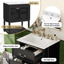 Wave Design Bathroom Vanity With Sink, 2 Drawers And Open Shelf