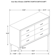 Melody - 6-Drawer Upholstered Dresser