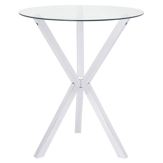 Denali - Round Glass Top Bistro Bar Table - Chrome