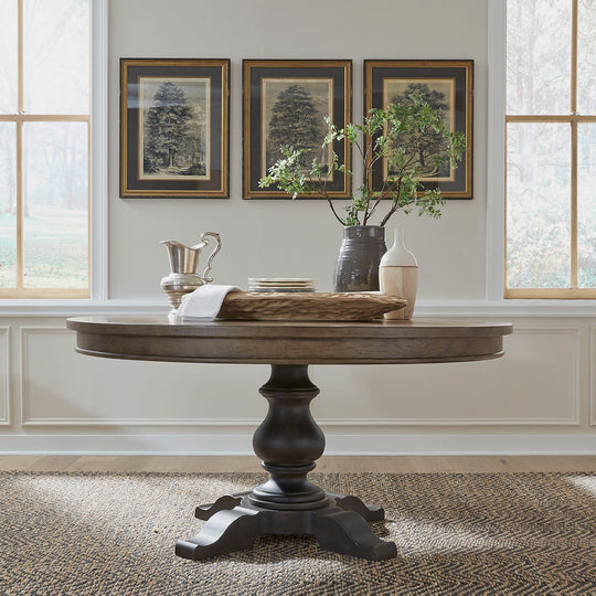 Americana Farmhouse - Pedestal Table - Dark Brown