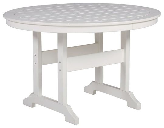 Crescent Luxe - Round Dining Table w/Umb OPT - White