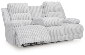 Rhines Falls - Alloy - Reclining Power Sofa With Drop Down Table